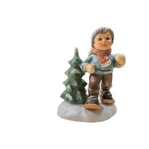 Gobel "Dashing Through the Snow" Porcelain Child and Tree Figurine BH99/P